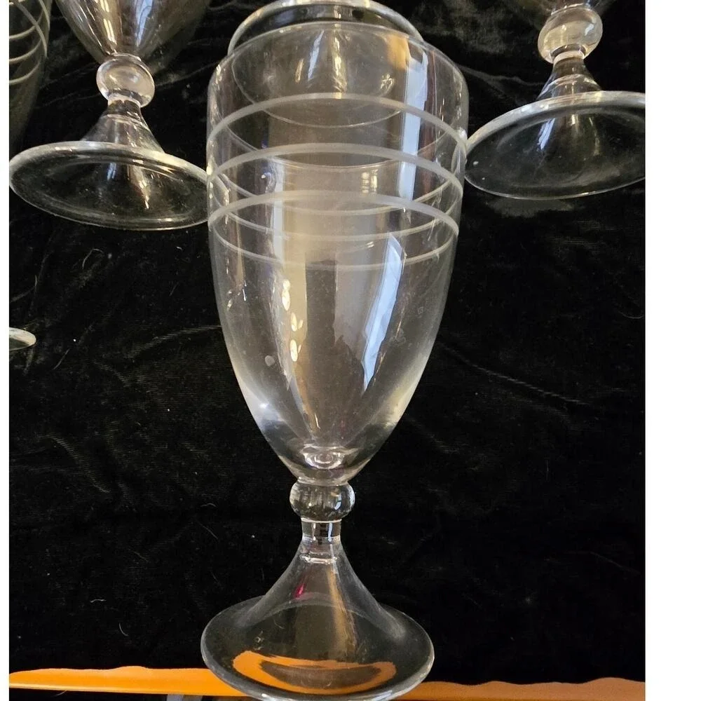 Daniel Cremieux Etched Wine Glasses Set‎ of 6 EUC